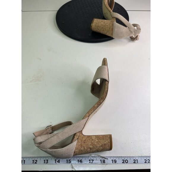 Anthropologie Cork Heeled Suede Sandals Sz 38 / 8 US - Picture 7 of 7